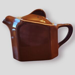 Hall Pottery Brown Restaurant Ware Single 4" x 5" Coffee Teapot Server w/Lid USA